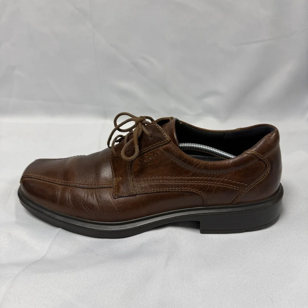 ECCO Helsinki Mens Brown Leather Bicycle Toe Oxford Dress Shoes EU 44 US 10-10.5